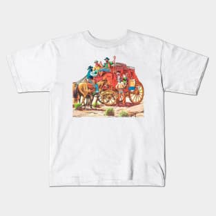 Robbery Horse Carriage Buffalo Bill Western Cowboy Retro Comic Kids T-Shirt